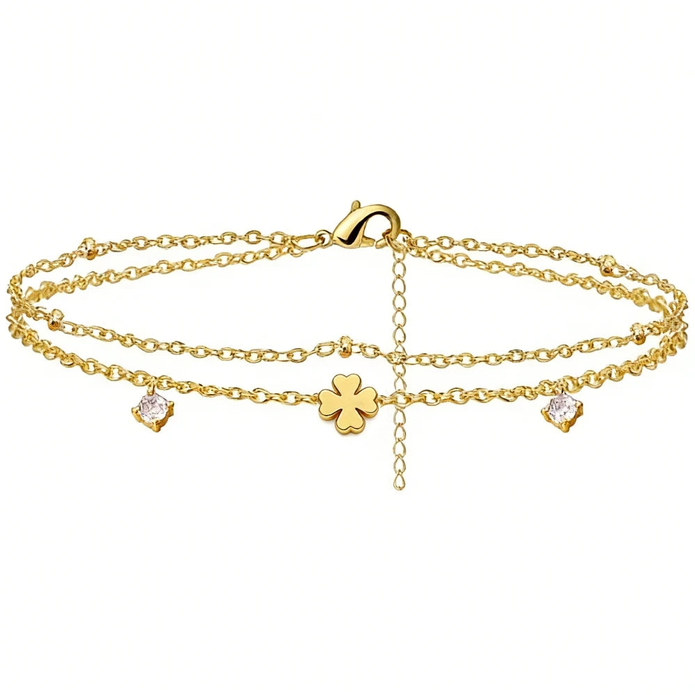 Heart Charm Layered Anklet