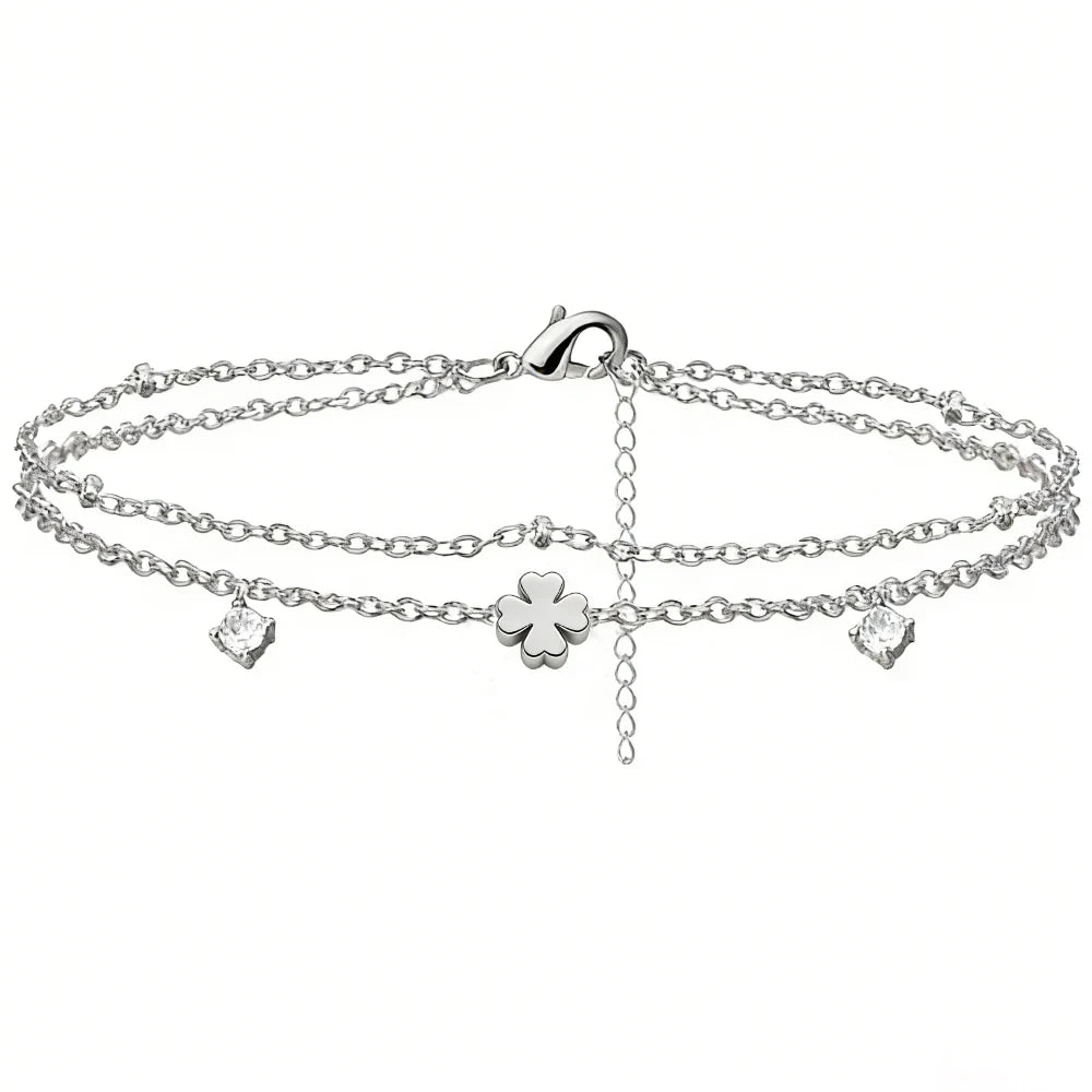 Heart Charm Layered Anklet